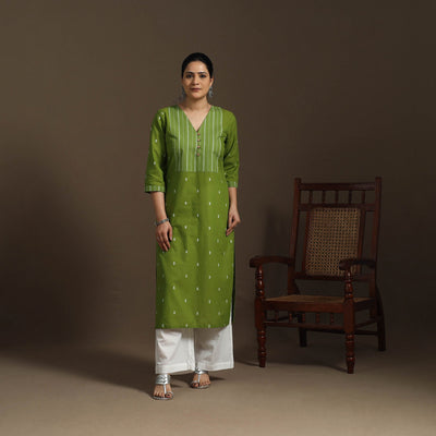 Straight cotton patchwork jacquard kurta for women 11