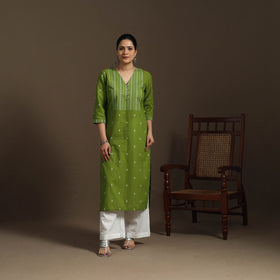 Straight cotton patchwork jacquard kurta for women 11