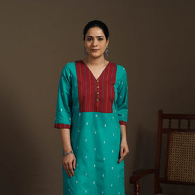 Straight cotton patchwork jacquard kurta for women 13