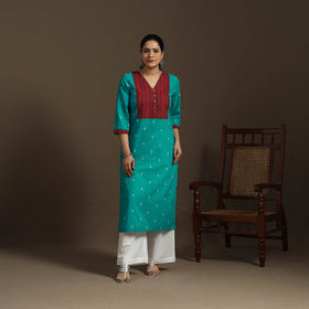 Straight cotton patchwork jacquard kurta for women 13