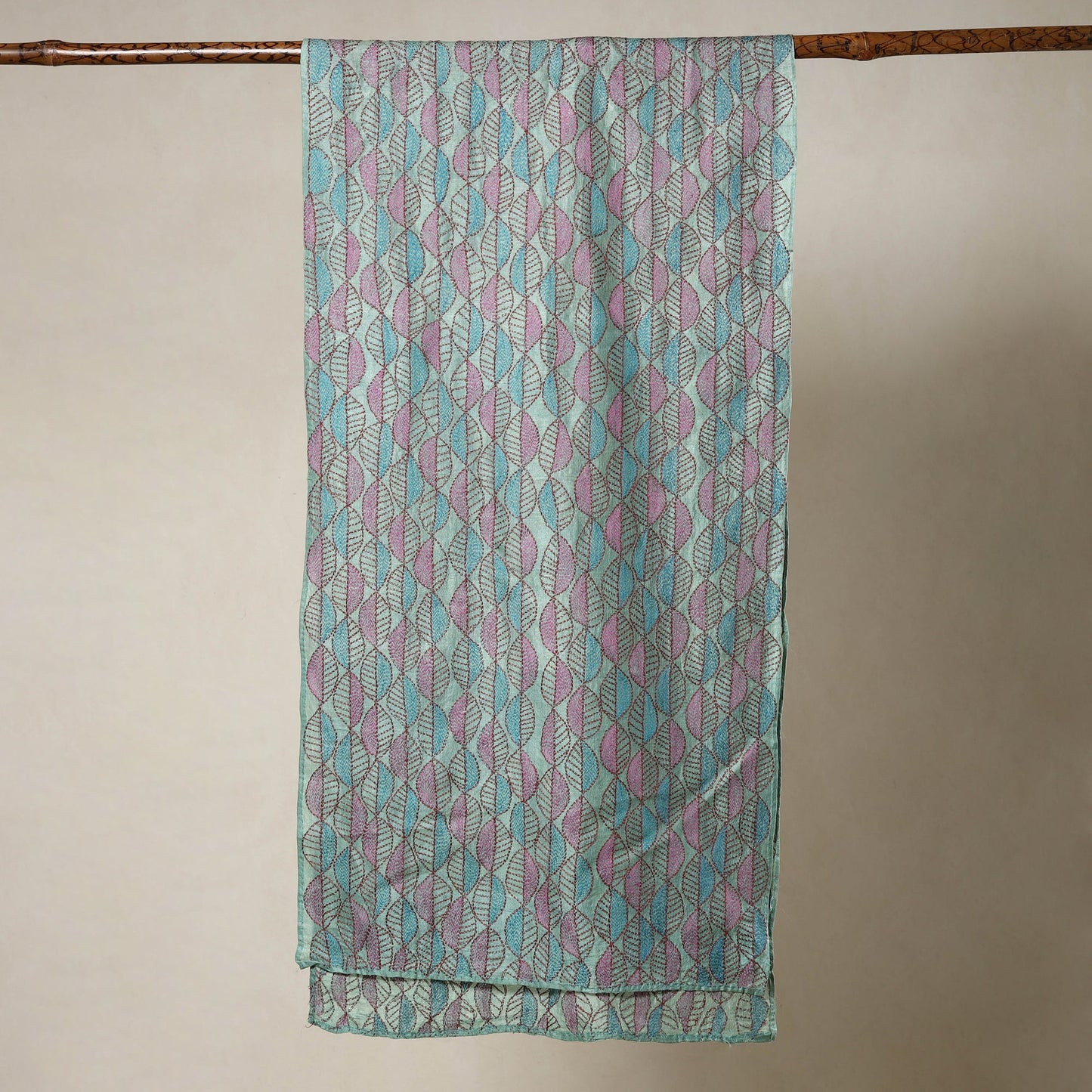  Special Sujani Hand Embroidery Handloom Pure Tussar Silk Stole 