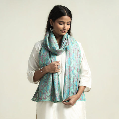  Special Sujani Hand Embroidery Handloom Pure Tussar Silk Stole 