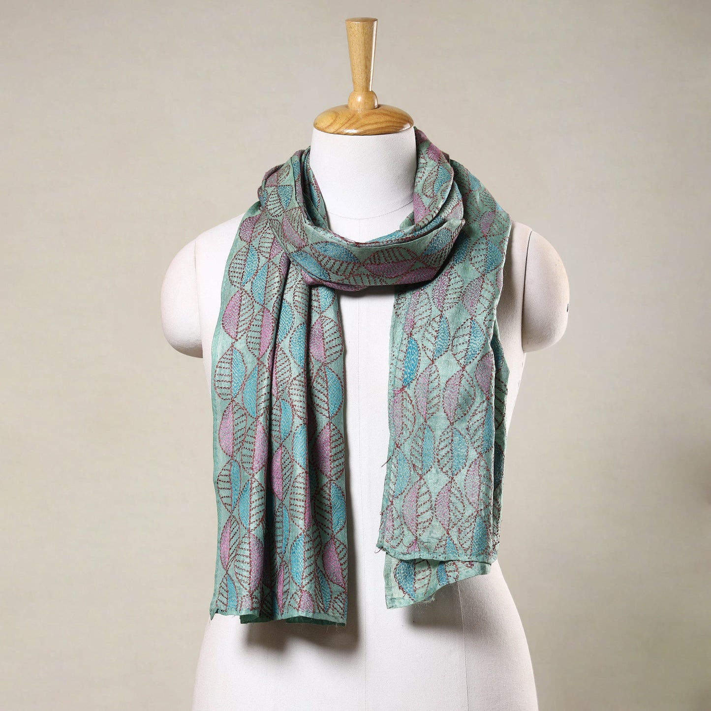  Special Sujani Hand Embroidery Handloom Pure Tussar Silk Stole 