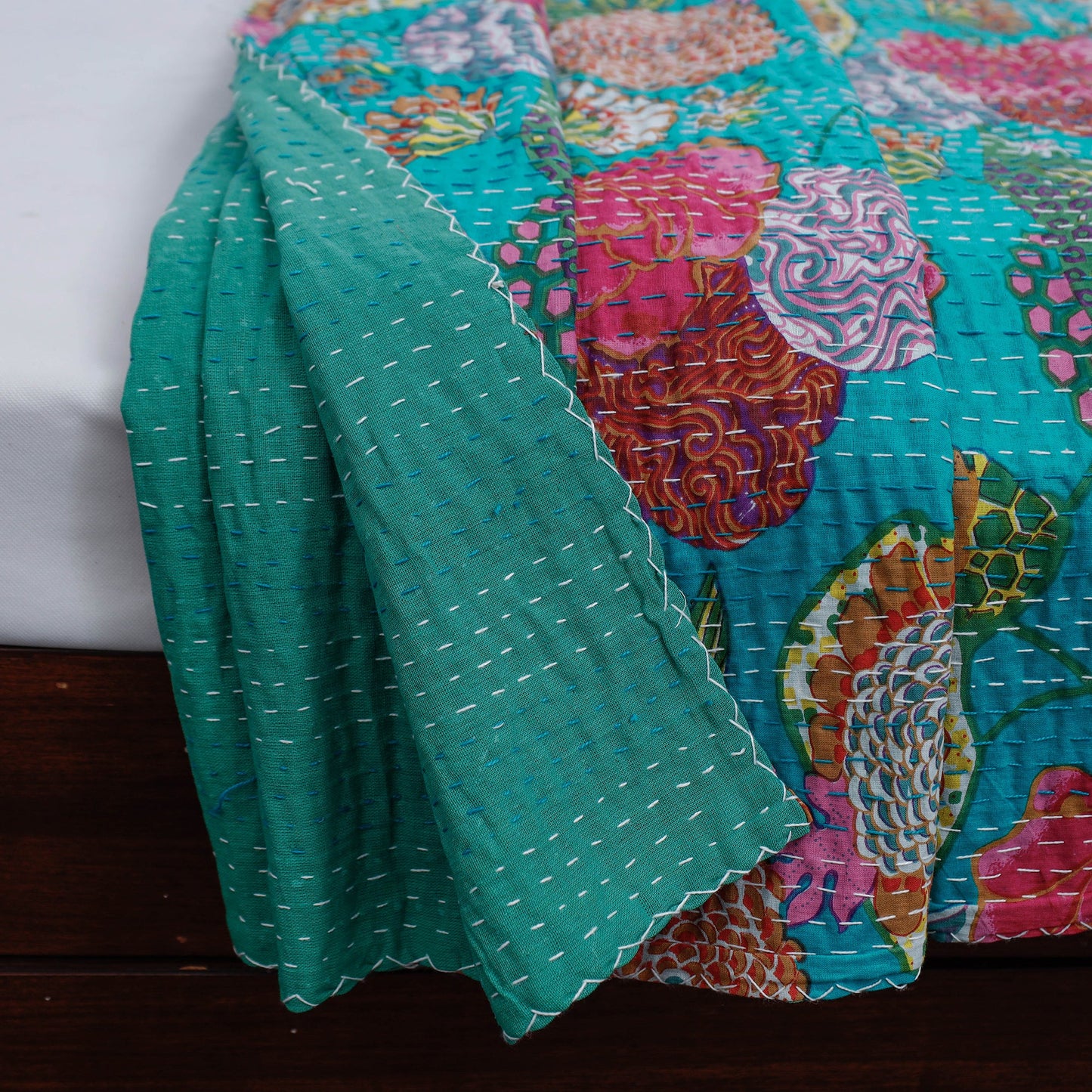 Buy Tagai Work Jaipur Hand Block Printed Cotton Double Bed Cover Online at iTokri.com