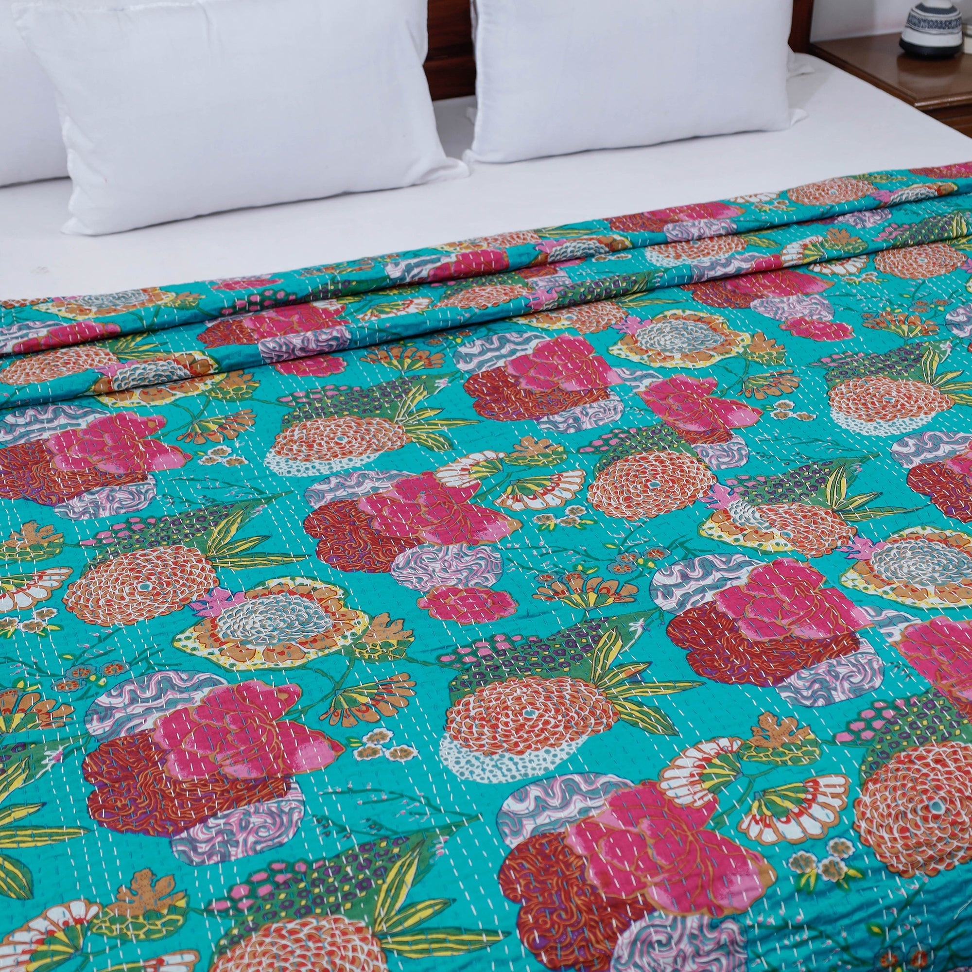 Buy Tagai Work Jaipur Hand Block Printed Cotton Double Bed Cover Online at iTokri.com