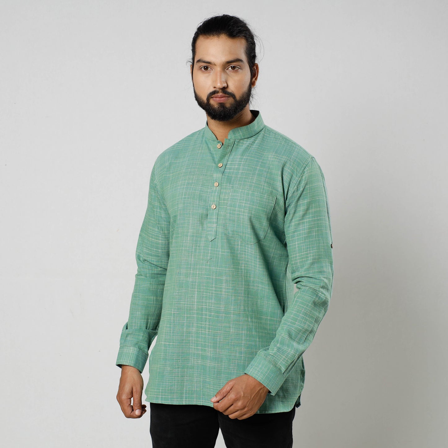  Plain Fine Cotton Handloom Men Short Kurta 