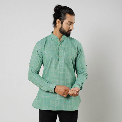  Plain Fine Cotton Handloom Men Short Kurta 