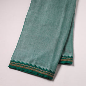 Green - thread border dharwad cotton fabric 17 - handcrafted
