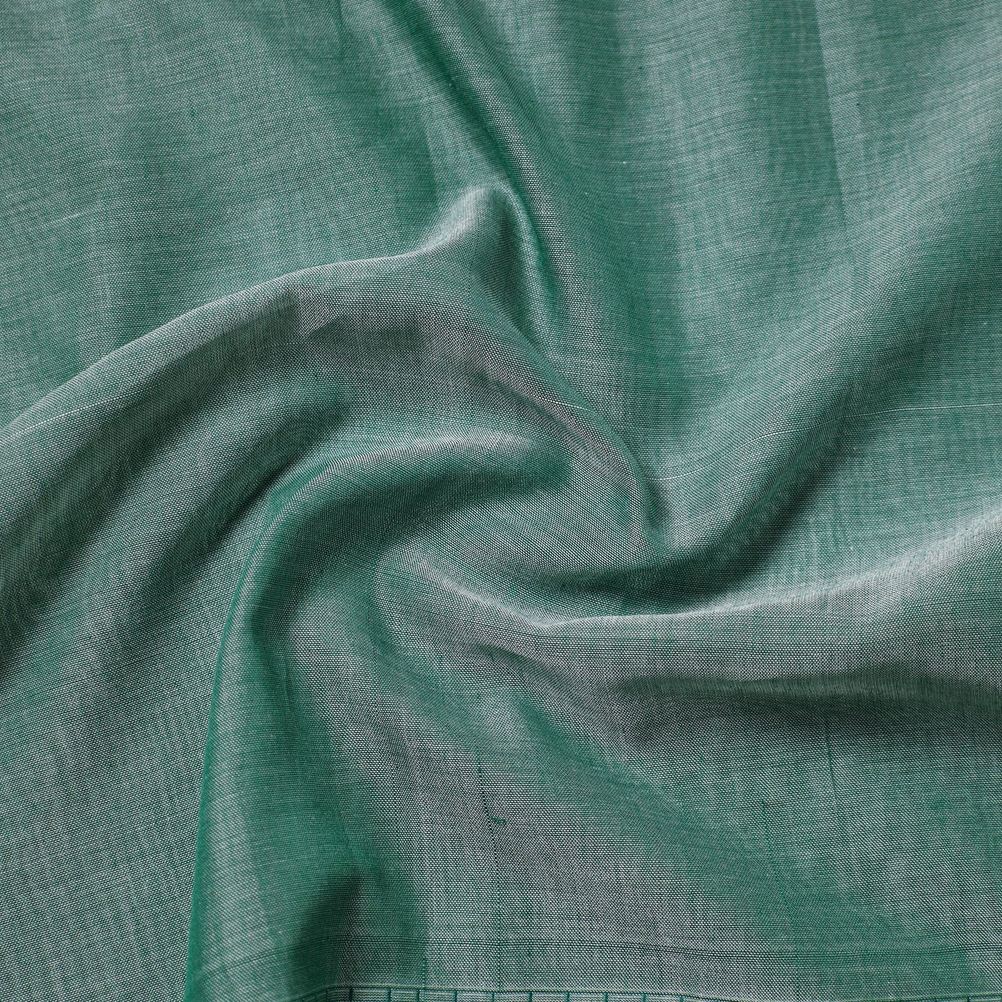 Green - thread border dharwad cotton fabric 17 - handcrafted