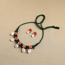 Green - thread braided shell choker necklace set 10