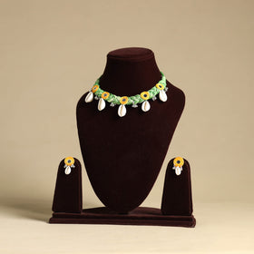 Green - thread braided shell choker necklace set 12