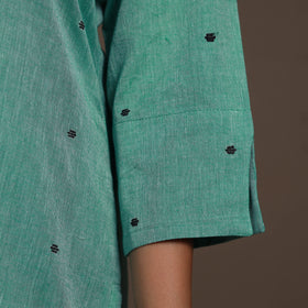 Green Thread Buti Work Cotton Plain Kurta Set (Set of 2)