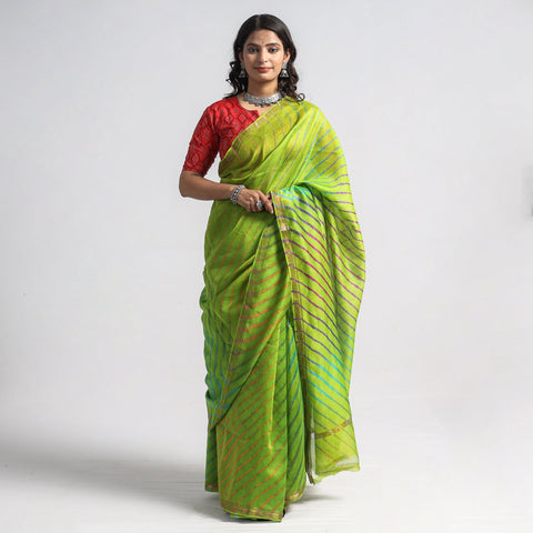  Leheriya Tie-Dye Chanderi Silk Zari Border Saree by Badshah Miyan 