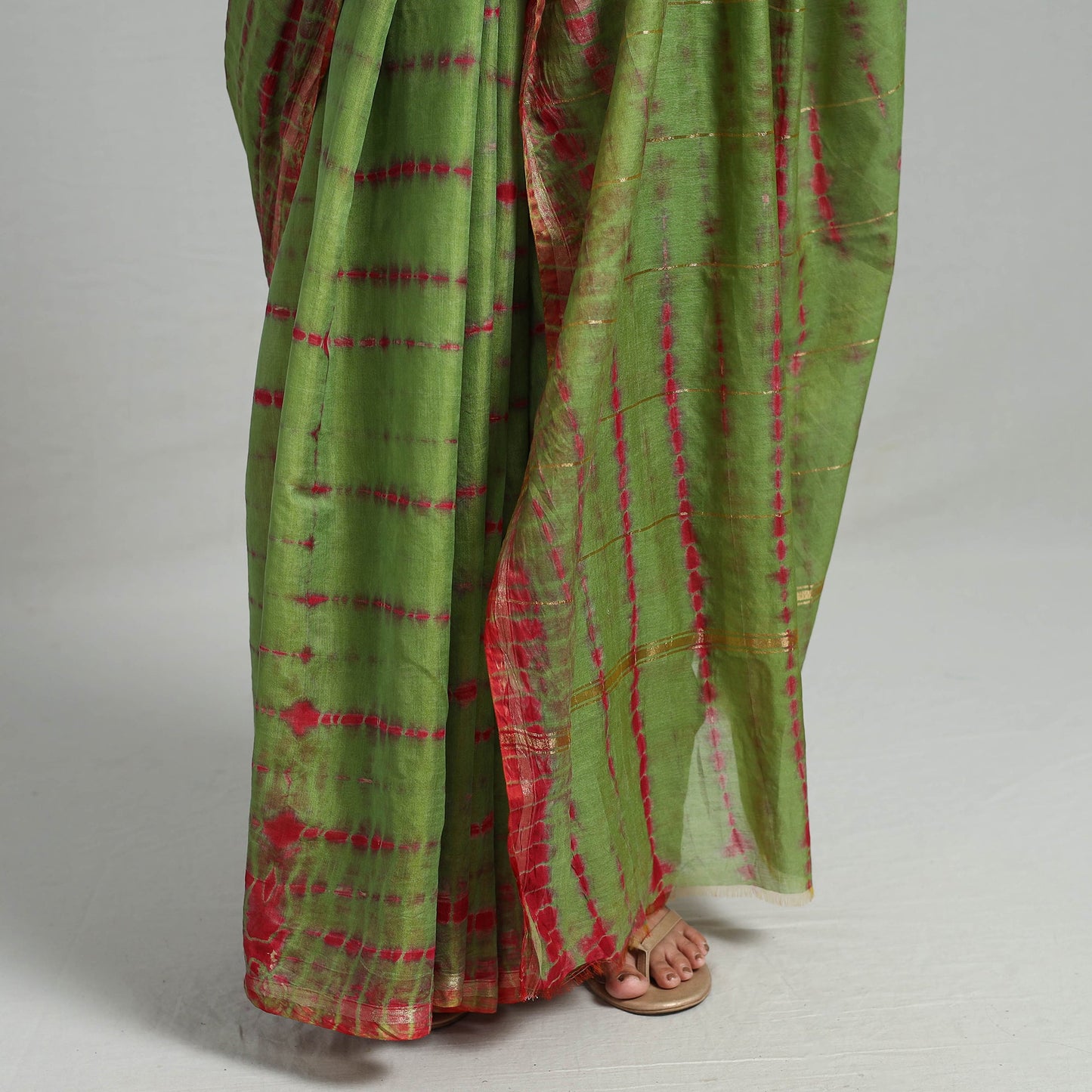 Green Elegant Tie & Dye Shibori Silk Saree Online in India