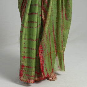 Green Elegant Tie & Dye Shibori Silk Saree Online in India