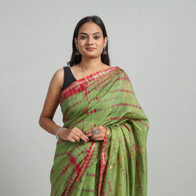 Green Elegant Tie & Dye Shibori Silk Saree Online in India