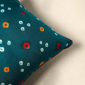  Green Tie & Dye Cotton Bandhani Cushion Cover 