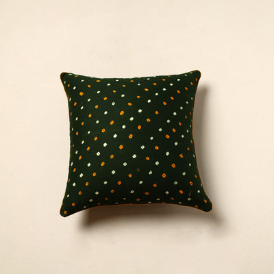 Green - Tie & Dye Cotton Bandhani Cushion Cover (16 x 16 in) 32