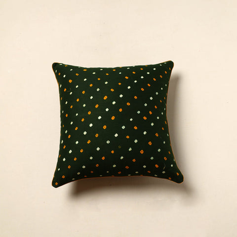 Green - Tie & Dye Cotton Bandhani Cushion Cover (16 x 16 in) 32