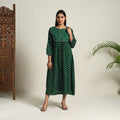 Green - Tie & Dye Cotton Flared Bandhani Dress 02