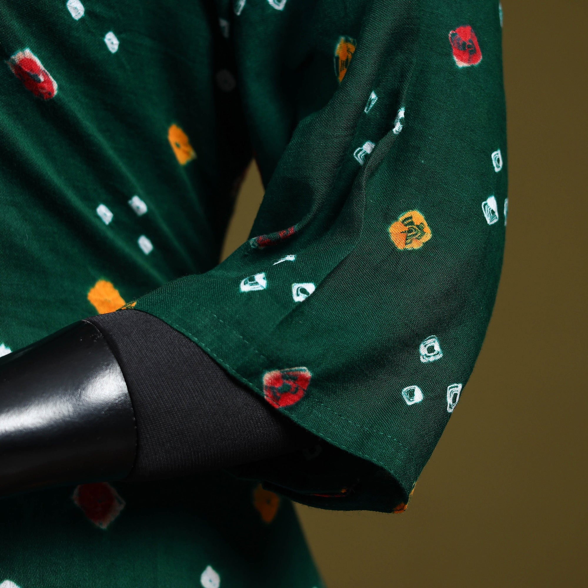 Green - tie-dye cotton a-line bandhani kurta 05