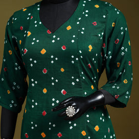 Green - tie-dye cotton a-line bandhani kurta 05