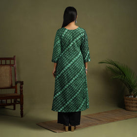 Green - tie-dye cotton a-line leheriya kurta 01