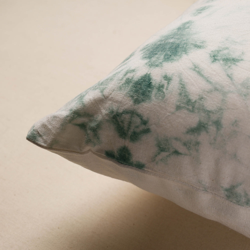 Green Tie & Dye Cotton Shibori Cushion Cover