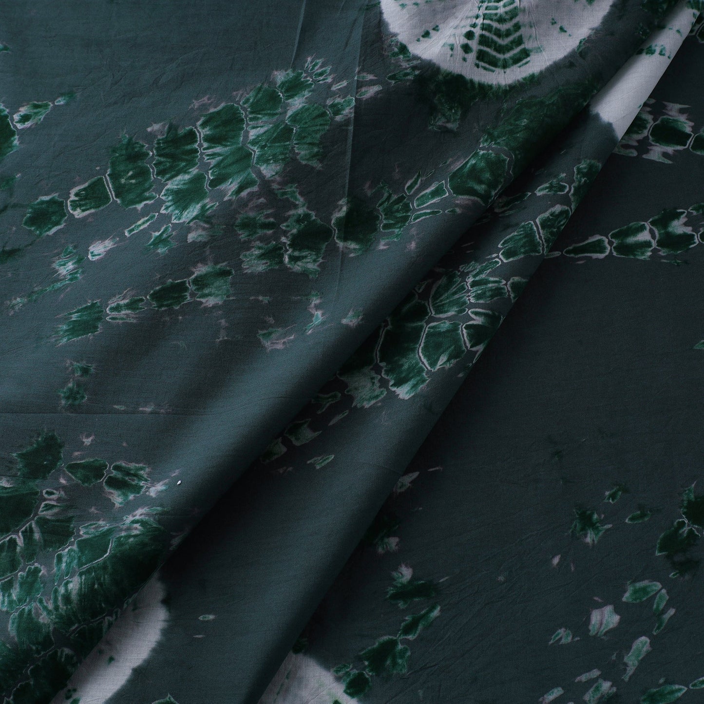 Green Tie-Dye Cotton Shibori Fabric 