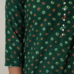 Buy Green Tie & dye Cotton Straight Bandhani Kurta for Women