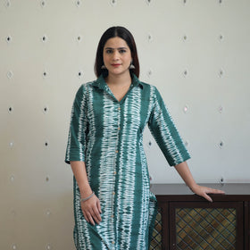  Green Tie & Dye Cotton Straight Shibori Kurta for Women