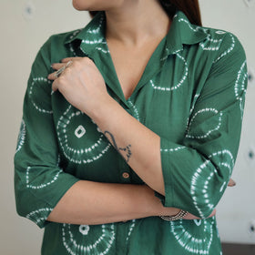 Buy Green Tie & Dye Cotton Straight Shibori Kurta for Women