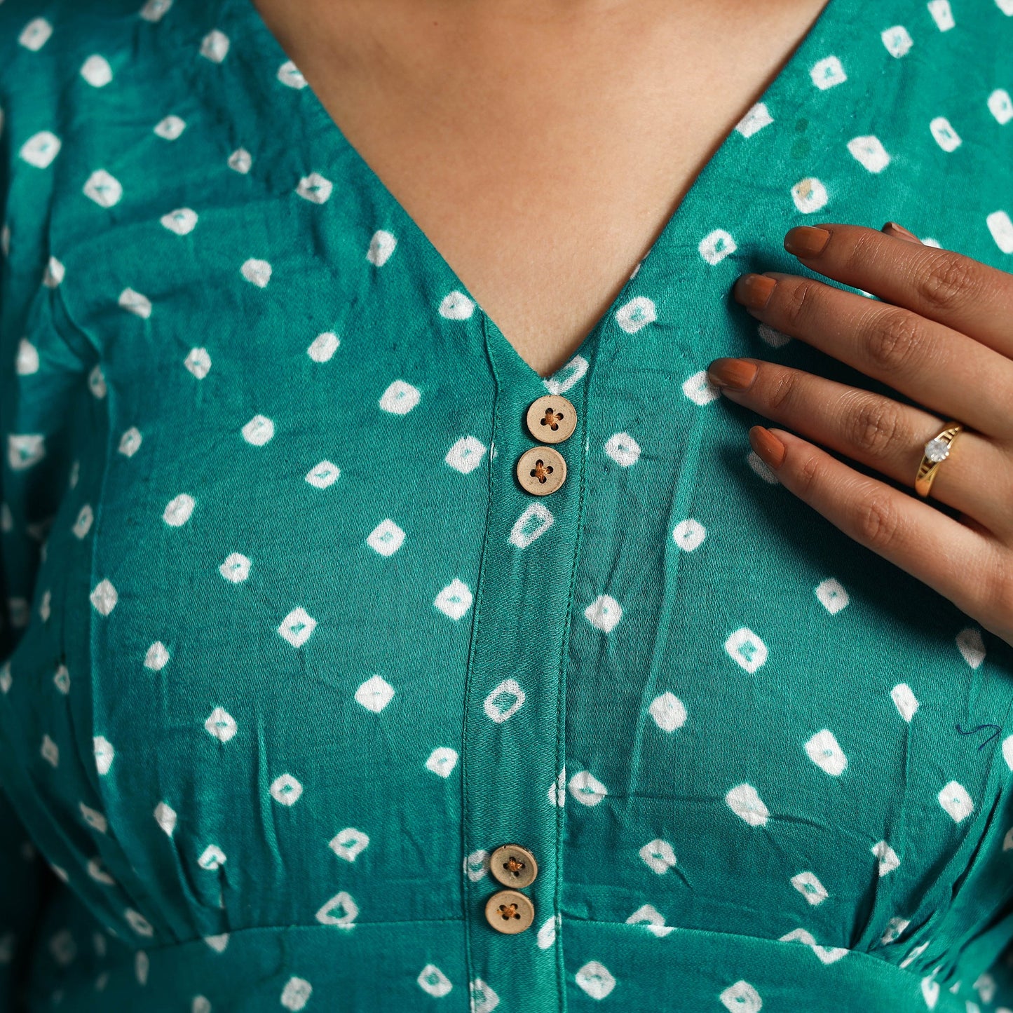 Buy Green Tie & Dye Cotton Tiered Fit & Flare Bandhani Dress