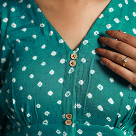 Buy Green Tie & Dye Cotton Tiered Fit & Flare Bandhani Dress