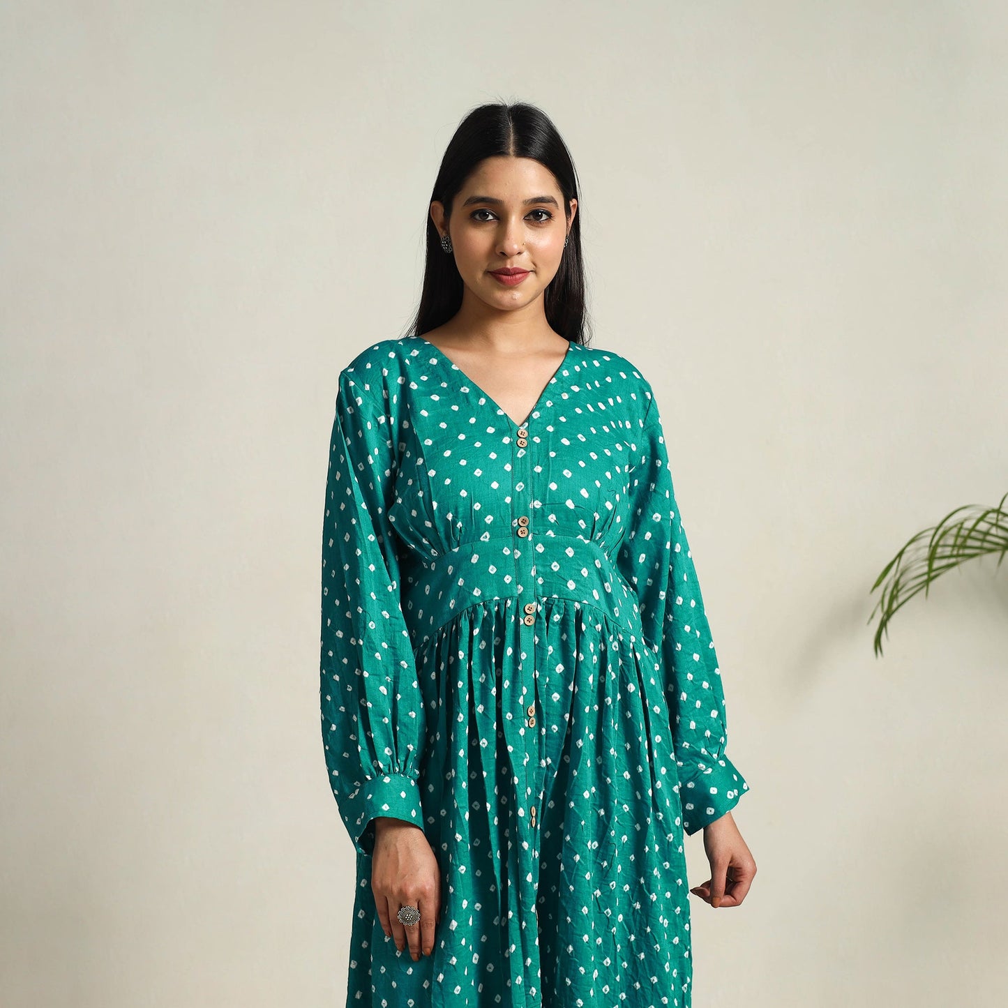 Buy Green Tie & Dye Cotton Tiered Fit & Flare Bandhani Dress