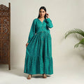 Buy Green Tie & Dye Cotton Tiered Fit & Flare Bandhani Dress
