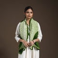 Green - tie & dye gajji silk shibori stole 10 - handcrafted