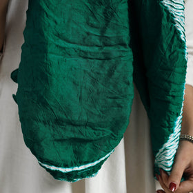 Green - tie & dye gajji silk shibori stole 13 - handcrafted