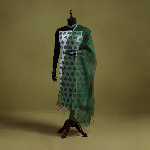 Green - tie-dye kota doria cotton leheriya dupatta 03
