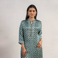 Green Tie & dye Modal Silk Straight Bandhani Kurta for Women