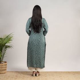 Green Tie & dye Modal Silk Straight Bandhani Kurta for Women