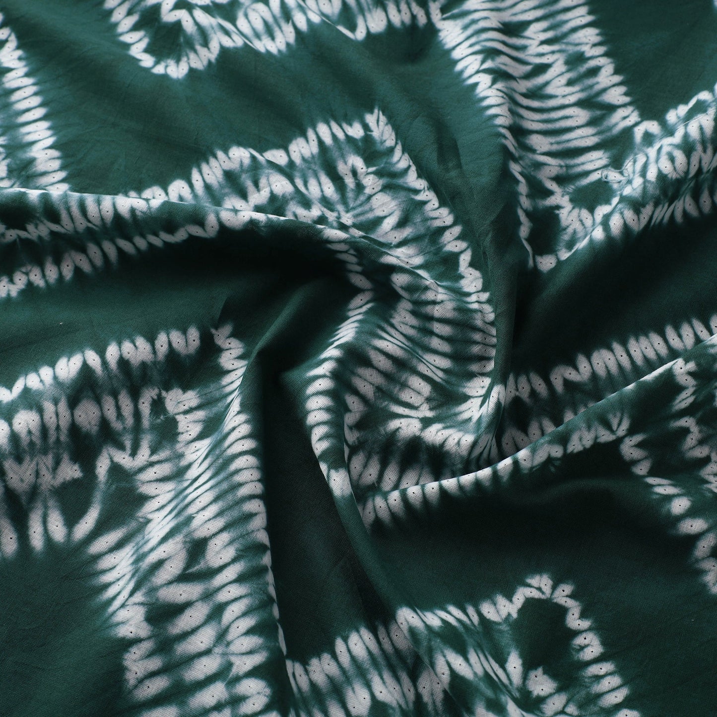  Green Tie & Dye Pure Cotton Shibori Fabric Online