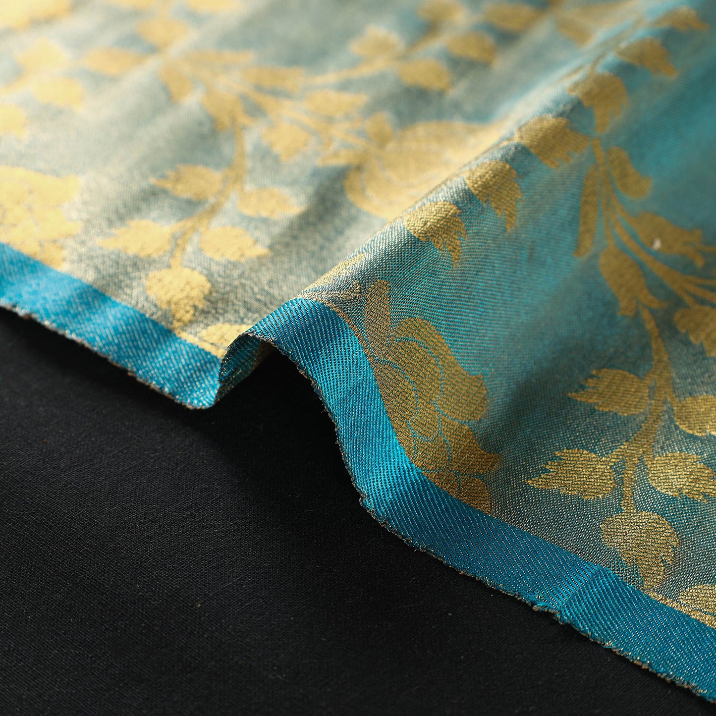 Green Tissue Zari Jaal Cutwork Banarasi Silk Fabric 