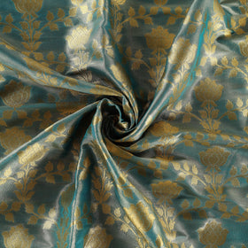 Green Tissue Zari Jaal Cutwork Banarasi Silk Fabric 