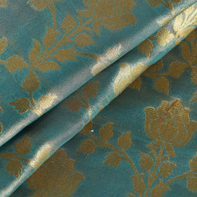 Green Tissue Zari Jaal Cutwork Banarasi Silk Fabric 