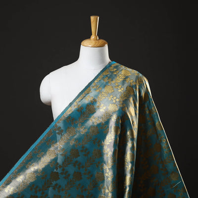 Green Tissue Zari Jaal Cutwork Banarasi Silk Fabric 