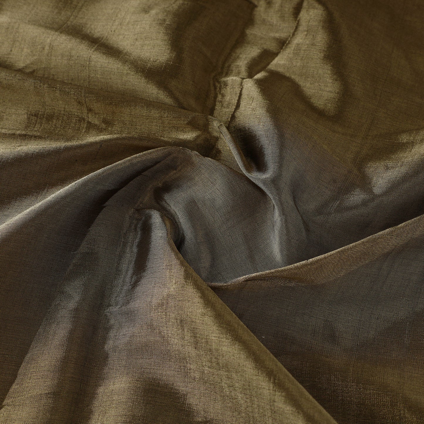 Brown - Traditional Chanderi Silk Handloom Tissue Full Gold Zari Fabric 07