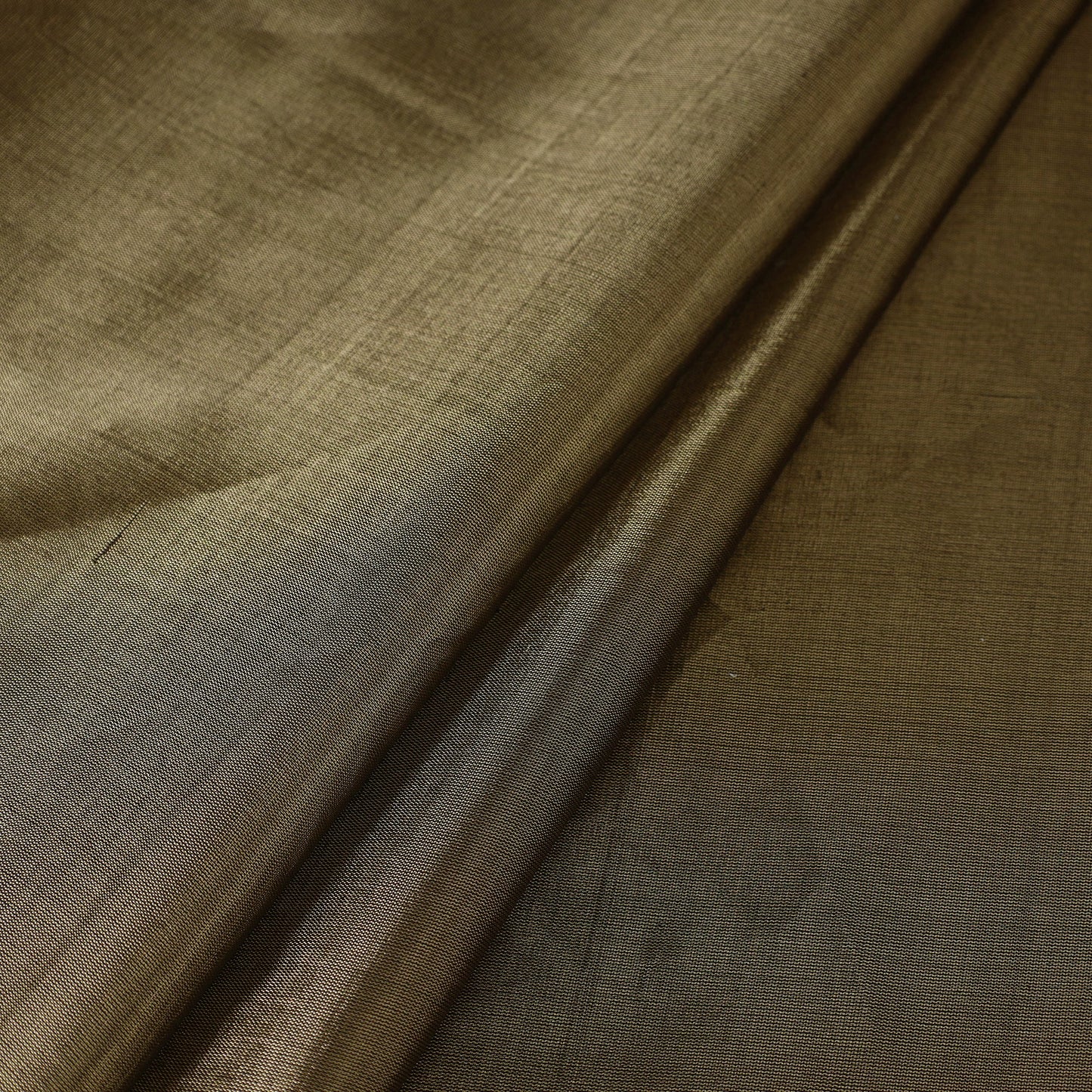 Brown - Traditional Chanderi Silk Handloom Tissue Full Gold Zari Fabric 07