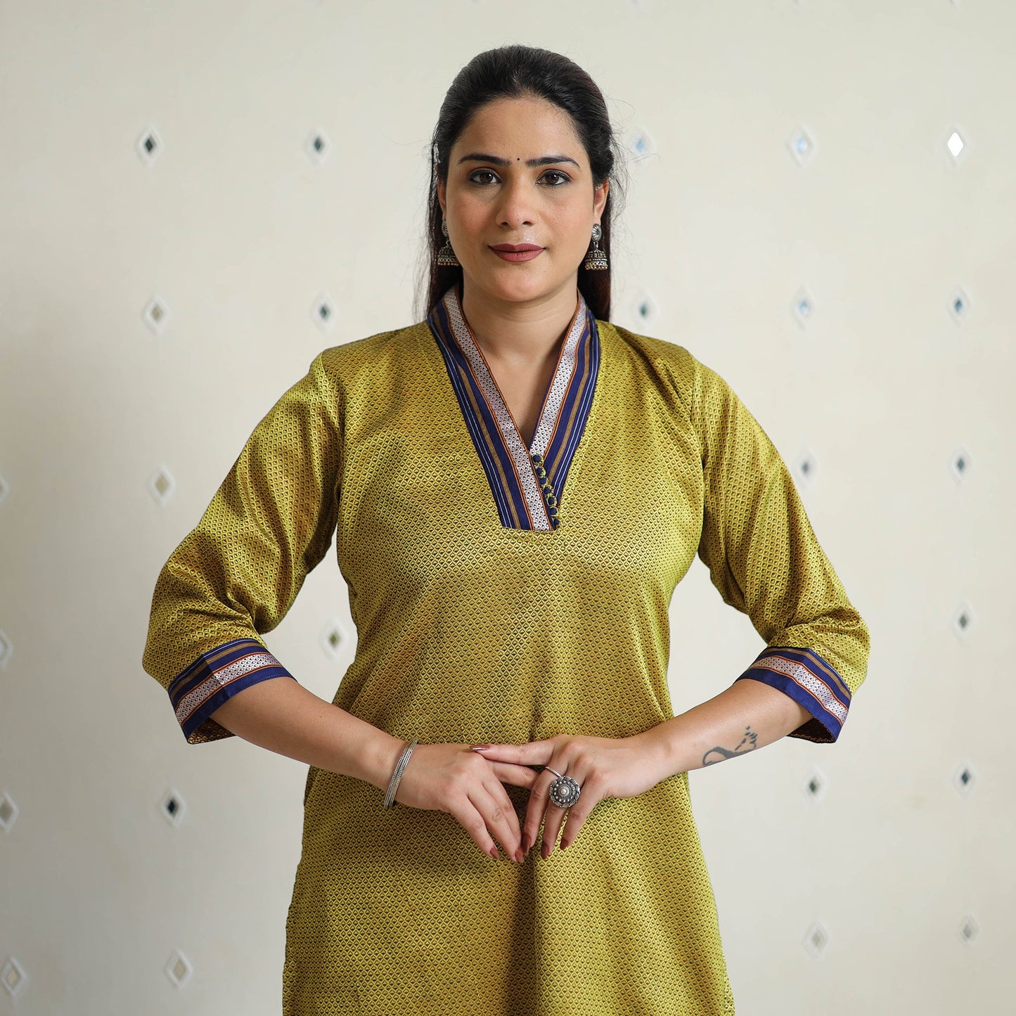 Green - traditional cotton khun straight kurta for women 06