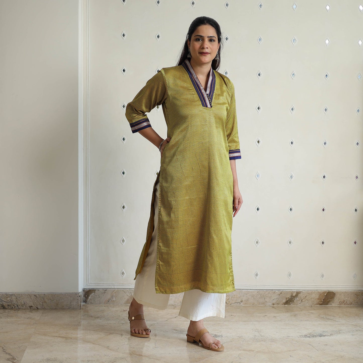 Green - traditional cotton khun straight kurta for women 06